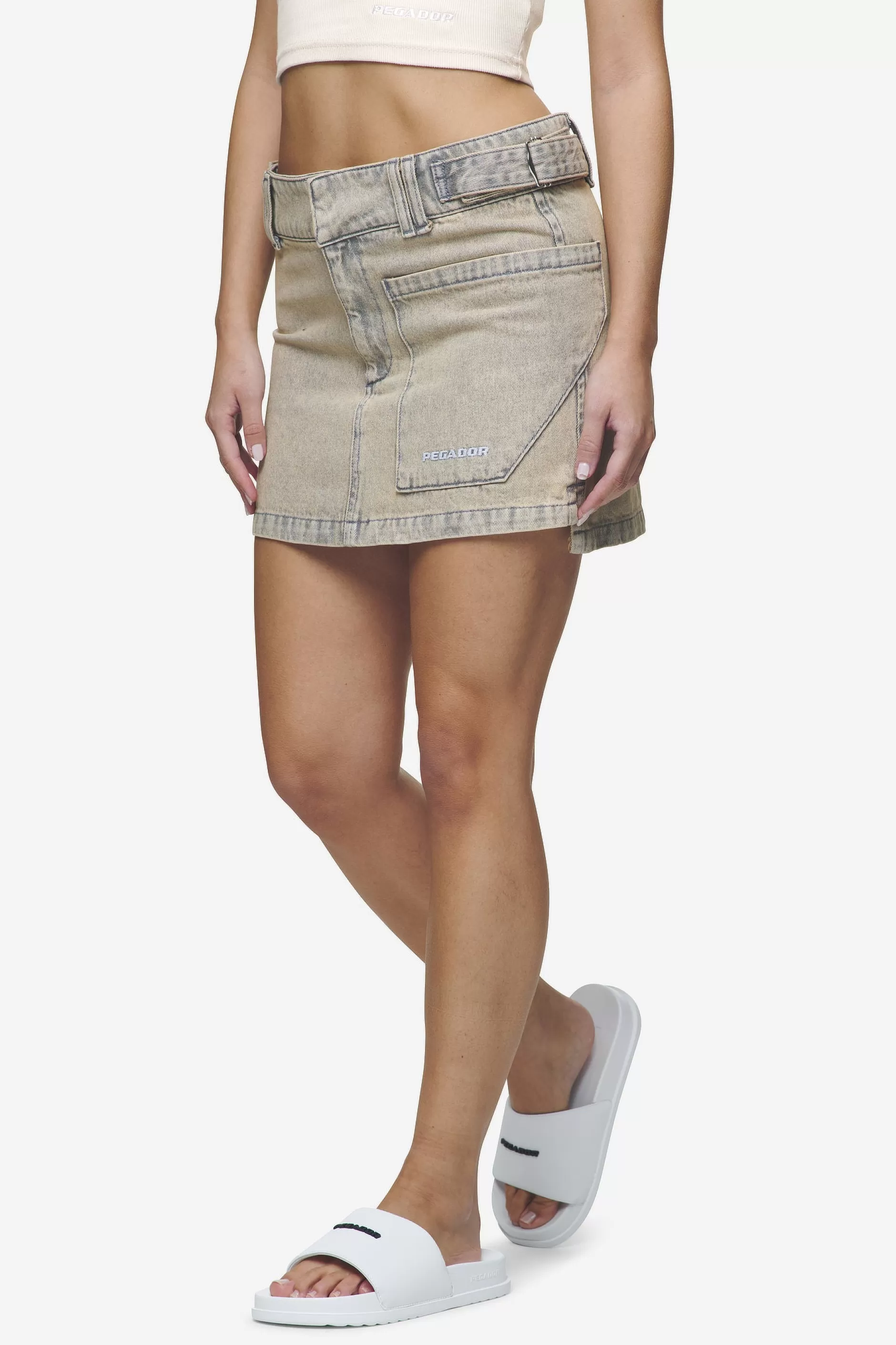 Antonia Cargo Mini Skirt Washed Coast Sand-Pegador Discount