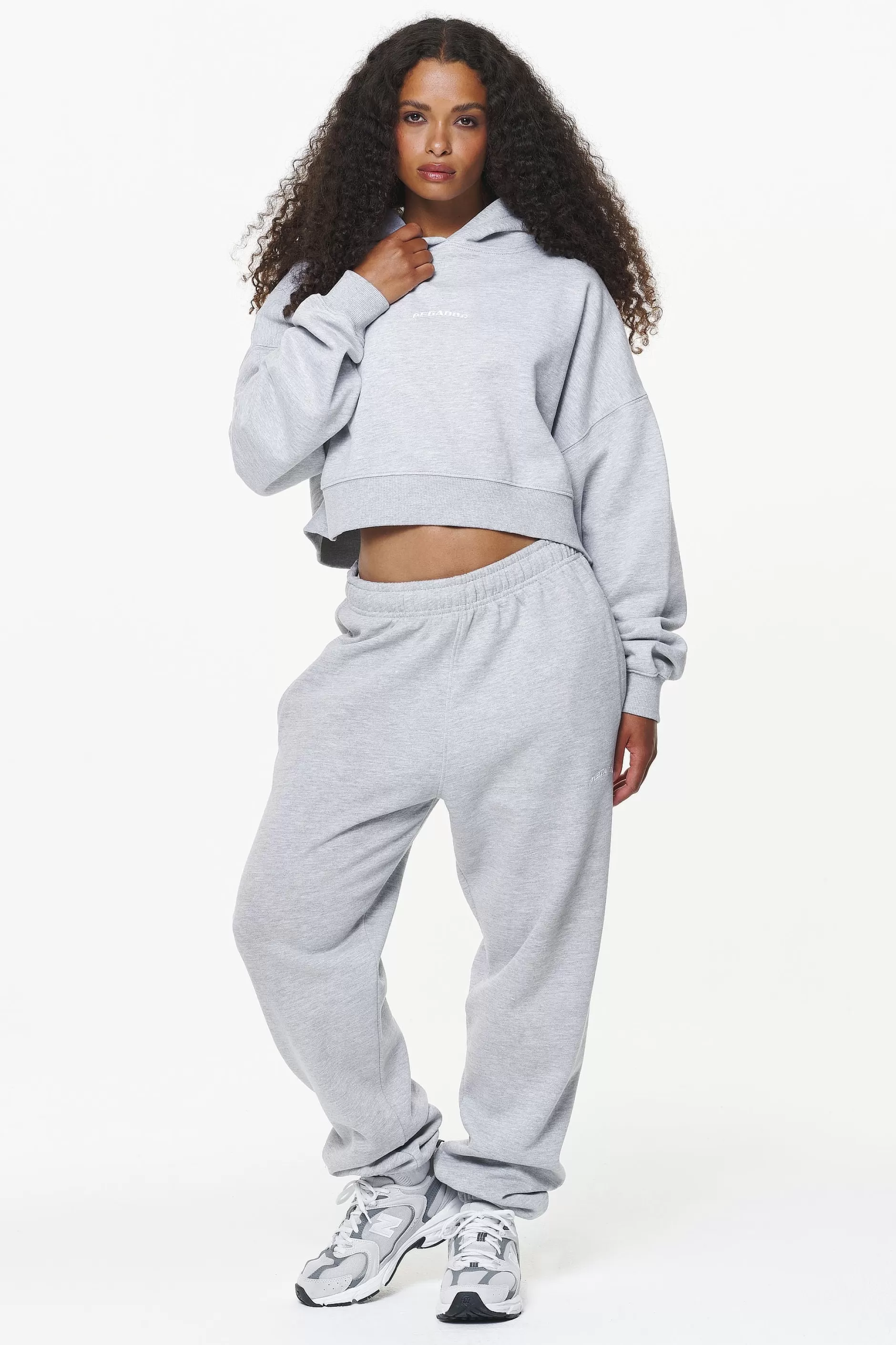 Chancery Oversized Cropped Hoodie Grey Melange-Pegador Online