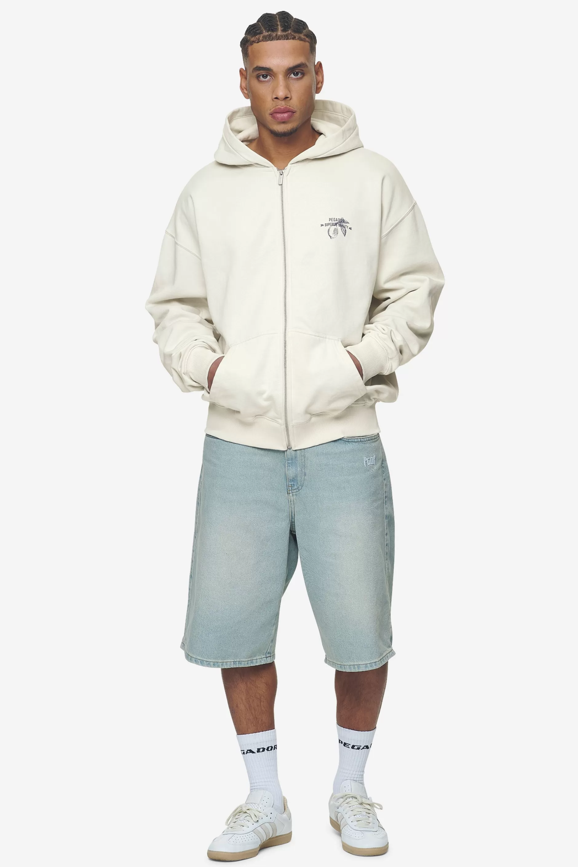 Goret Oversized Sweat Jacket Washed Salty Cream-Pegador Best Sale