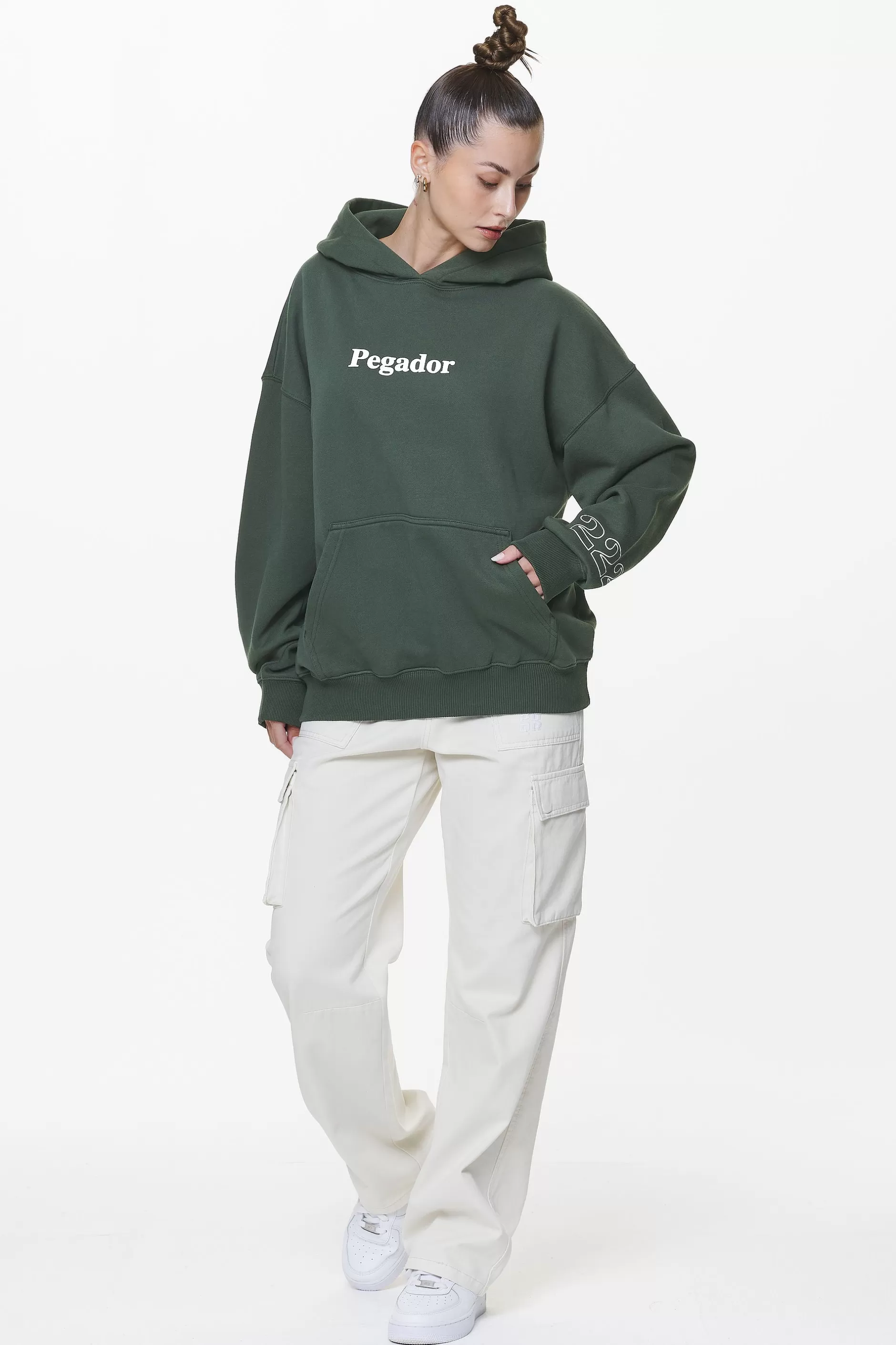 Habo Oversized Hoodie Washed Sage Green-Pegador New