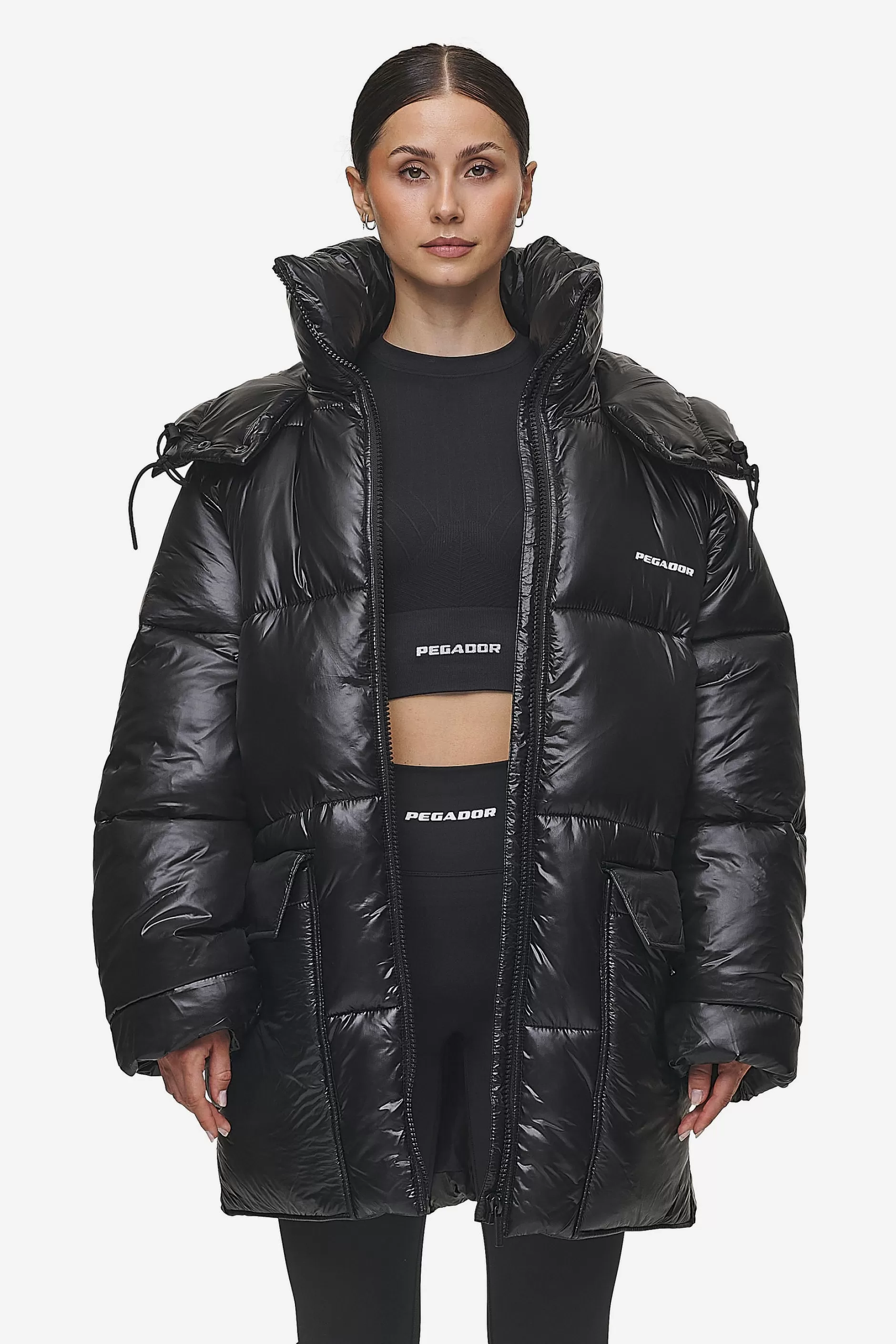 Izzy Light Glossy Short Puffer Coat Black-Pegador Outlet