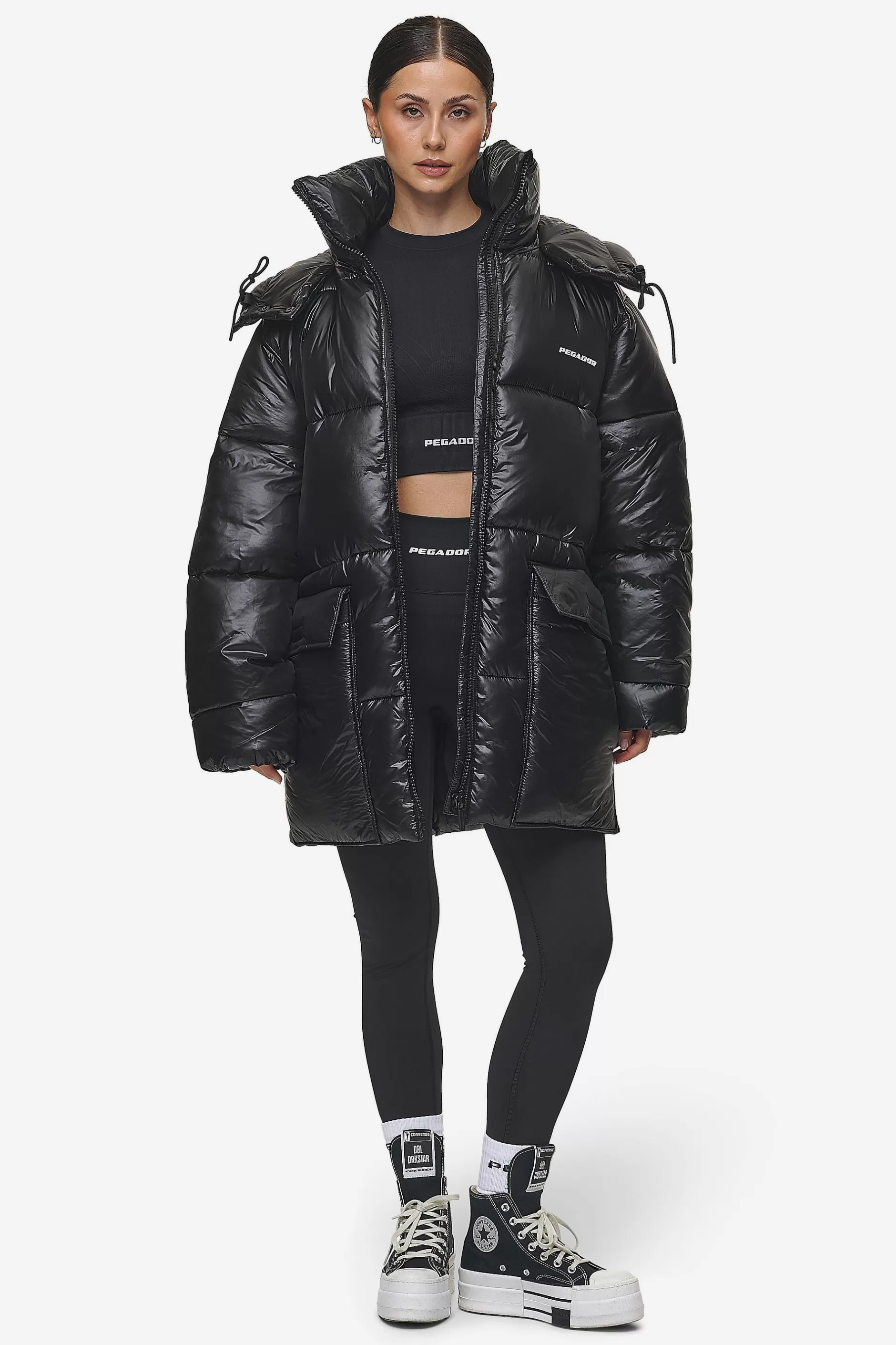 Izzy Light Glossy Short Puffer Coat Black-Pegador Outlet