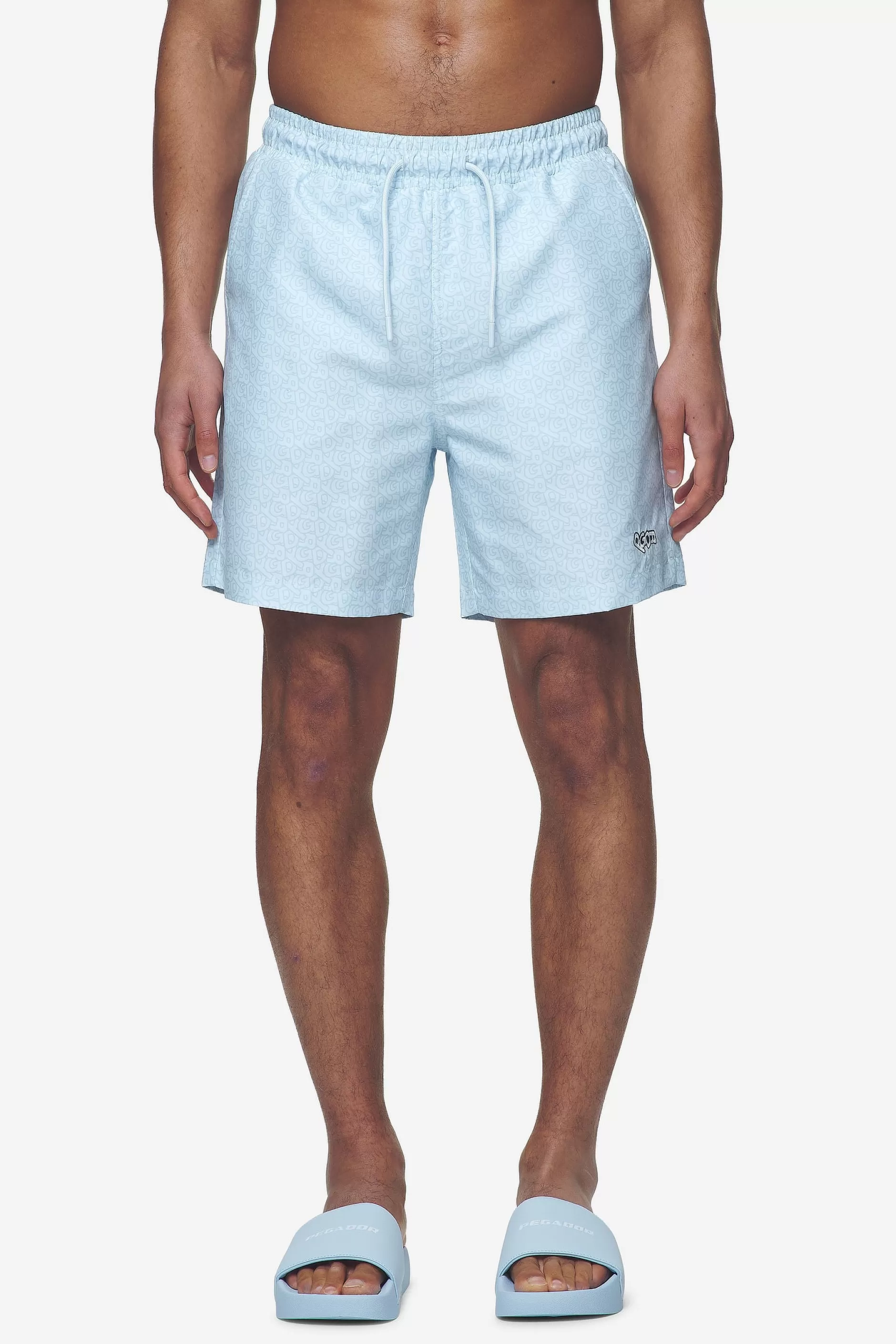 Kempton Monogram Swim Shorts Baby Blue-Pegador Discount