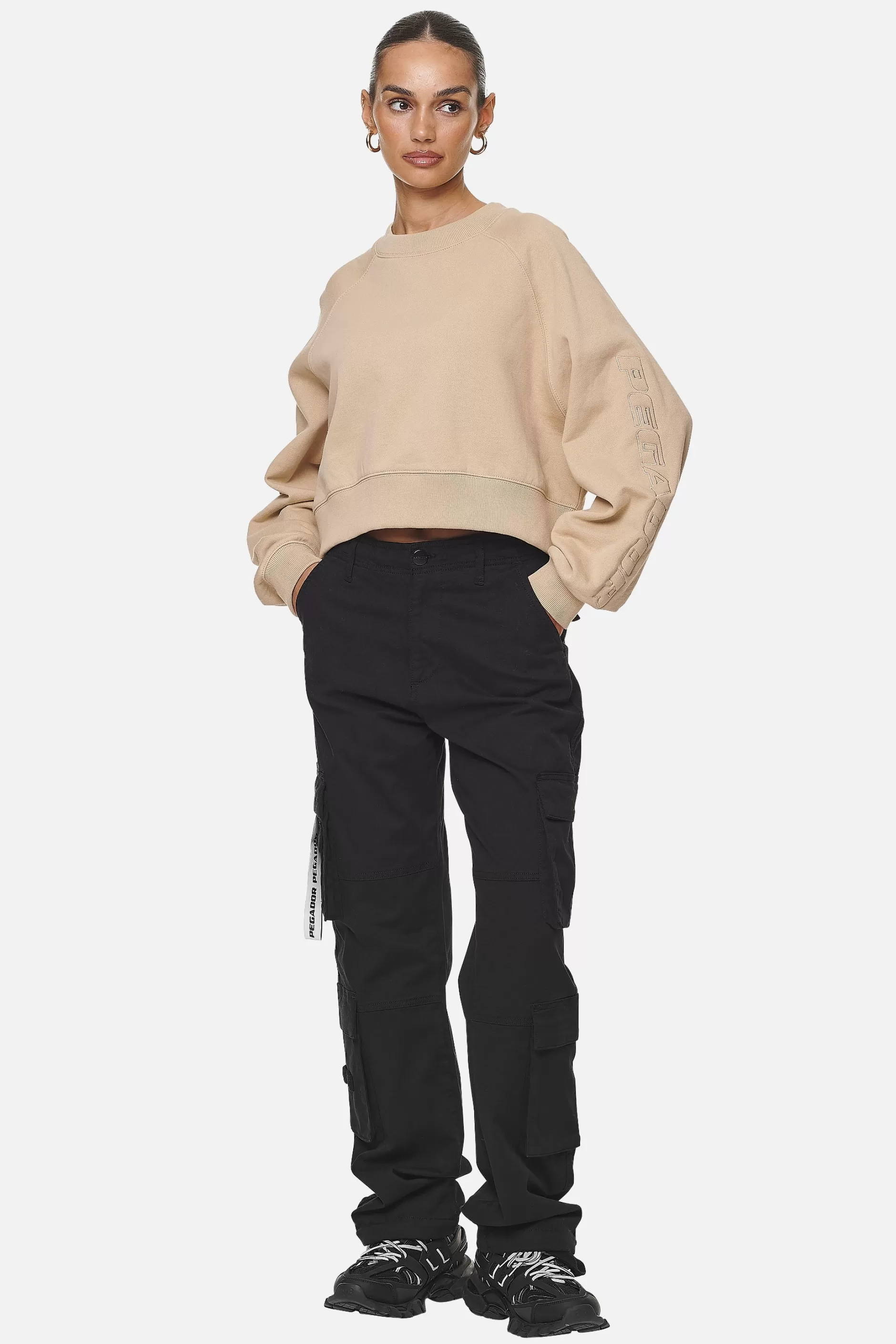 Kintore Cropped Oversized Raglan Sweater -Pegador Discount