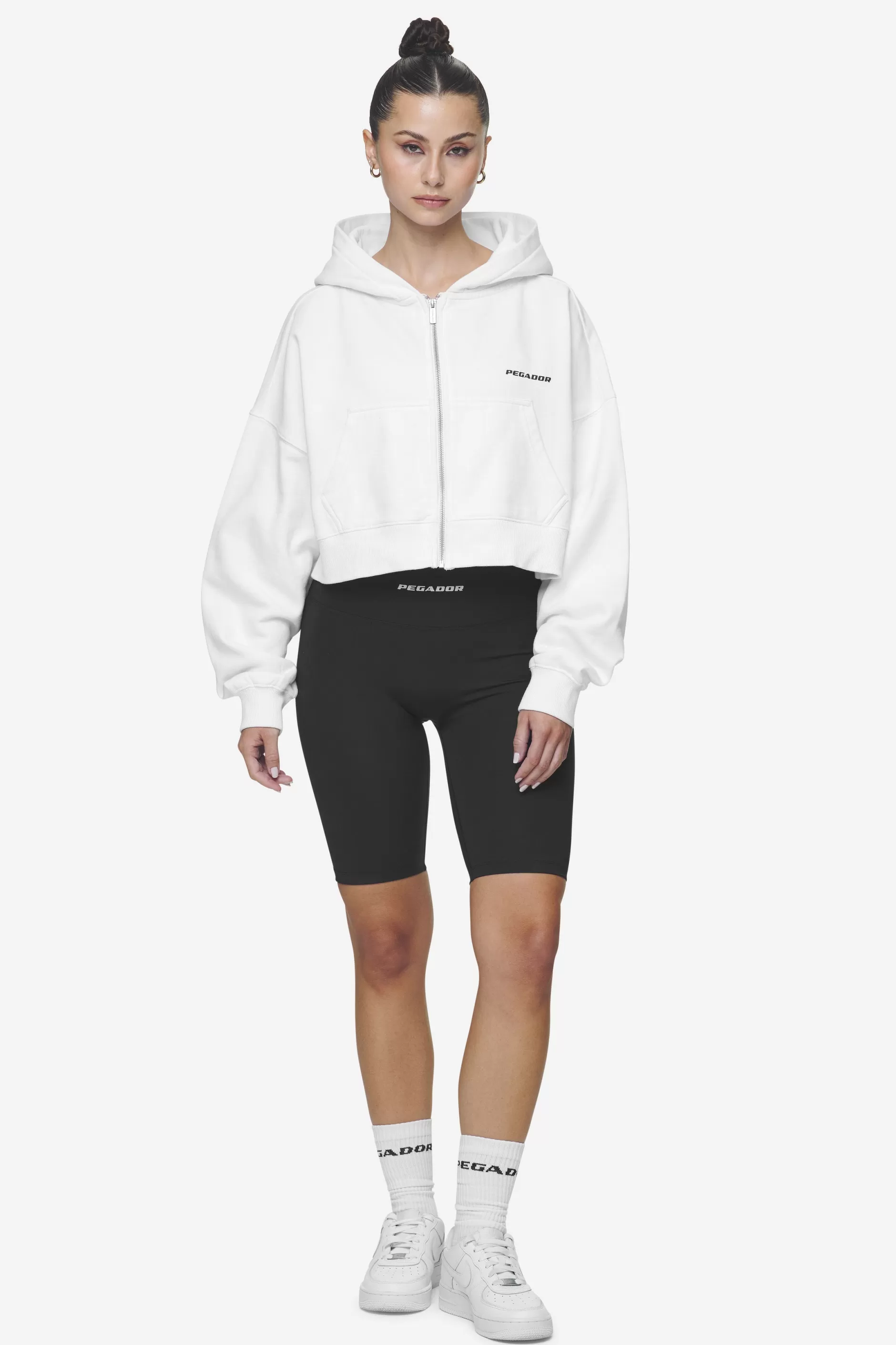 Lana Logo Cropped Sweat Jacket Black-Pegador Fashion