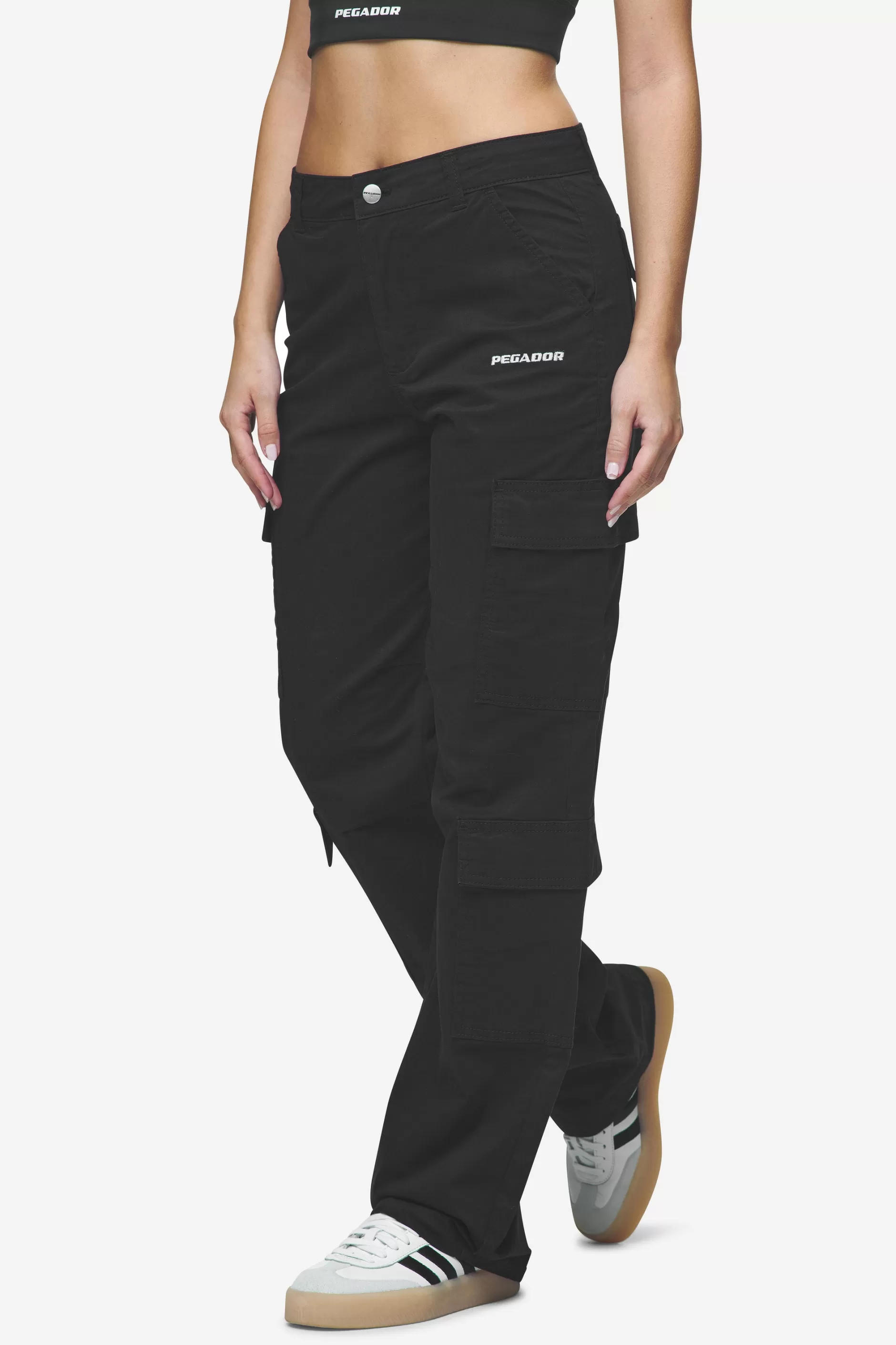 Lia Wide Cargo Pants Black-Pegador Cheap