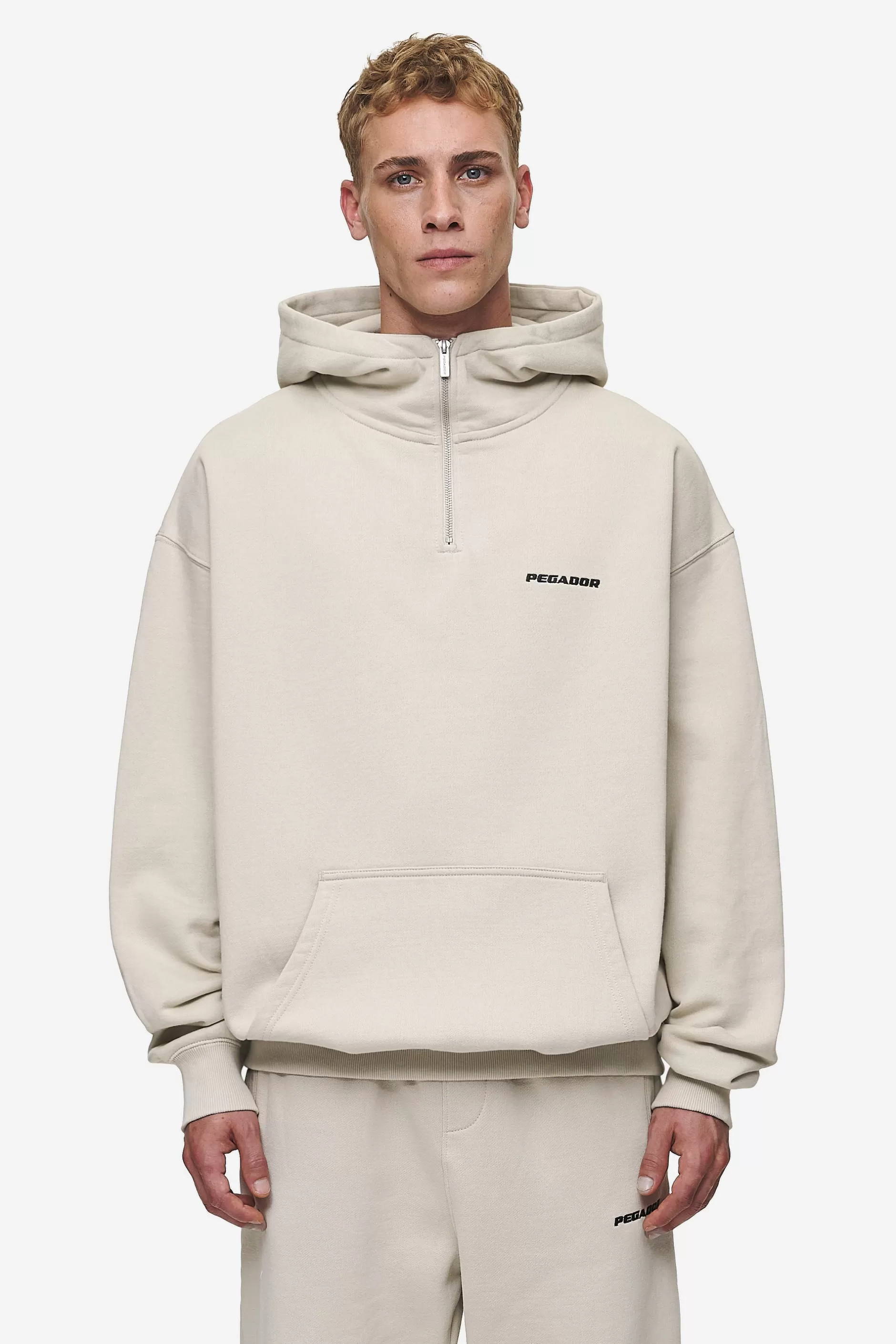 Logo Oversized Halfzip Hoodie -Pegador Hot