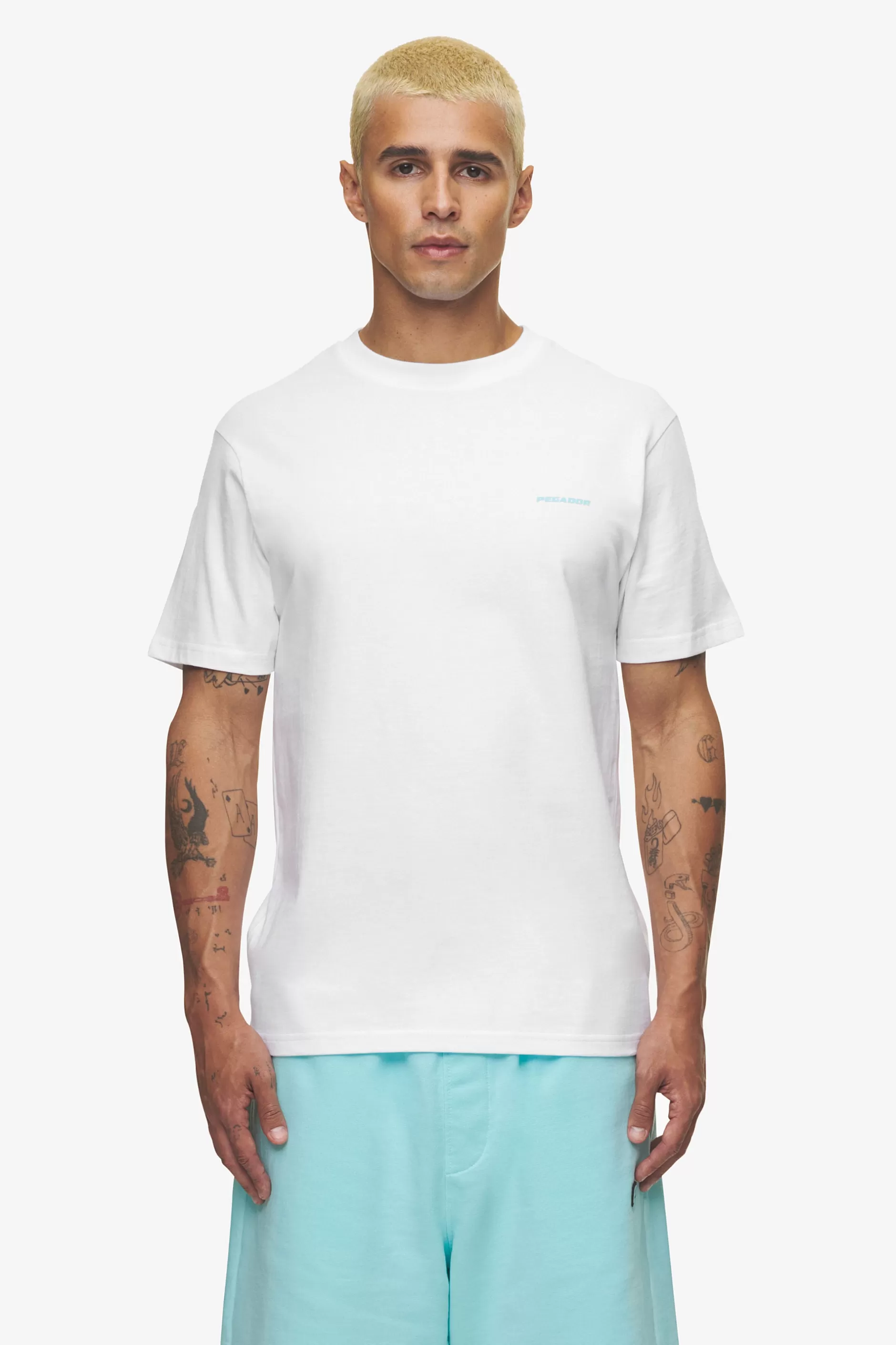 Logo Slim Tee White Sky Blue-Pegador Clearance