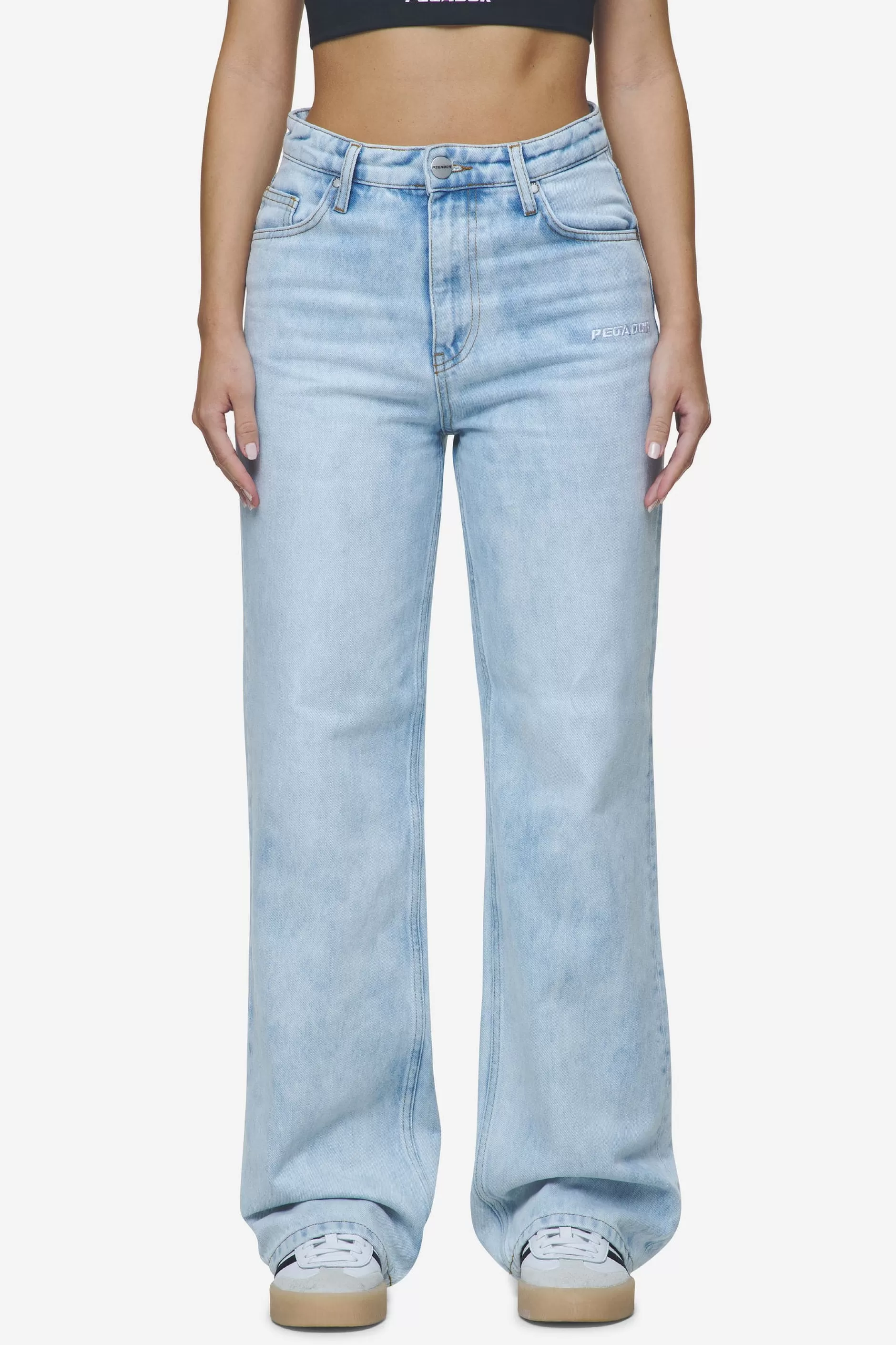 Lora Wide Leg Jeans Washed Light Blue-Pegador Outlet