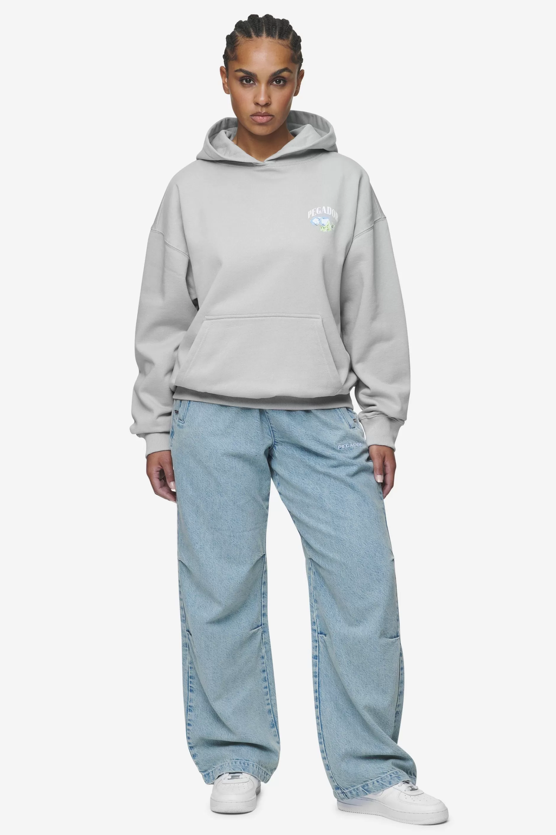 Lucia Oversized Hoodie Washed Sky Grey-Pegador Cheap