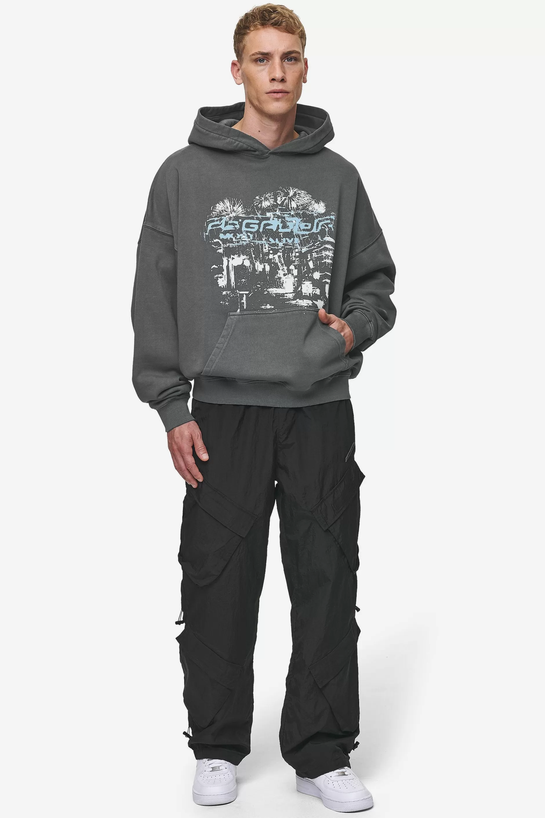 Macon Boxy Hoodie Washed Anthracite-Pegador Discount