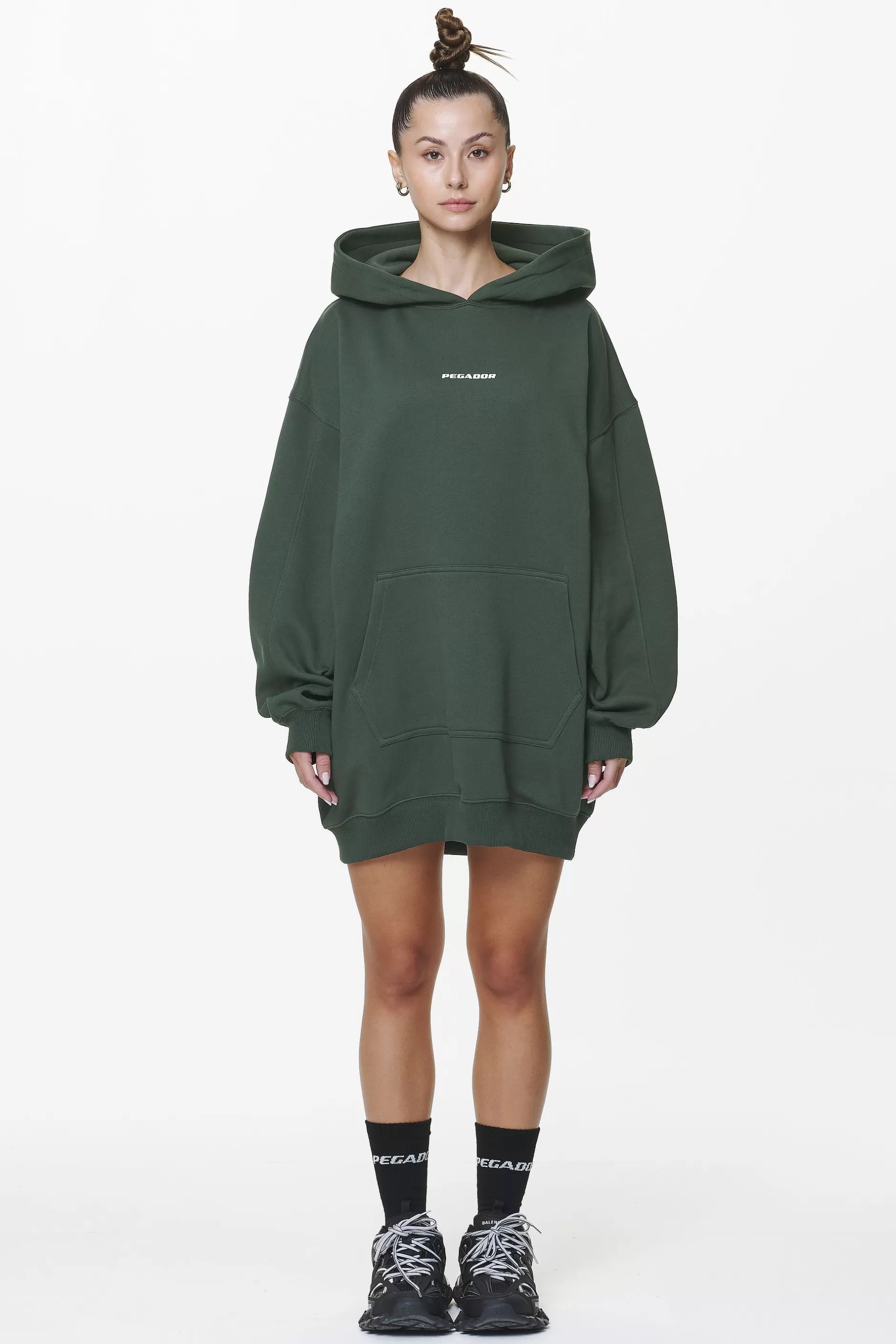Malm Logo Oversized Hoodie Dress Washed Sage Green-Pegador Sale