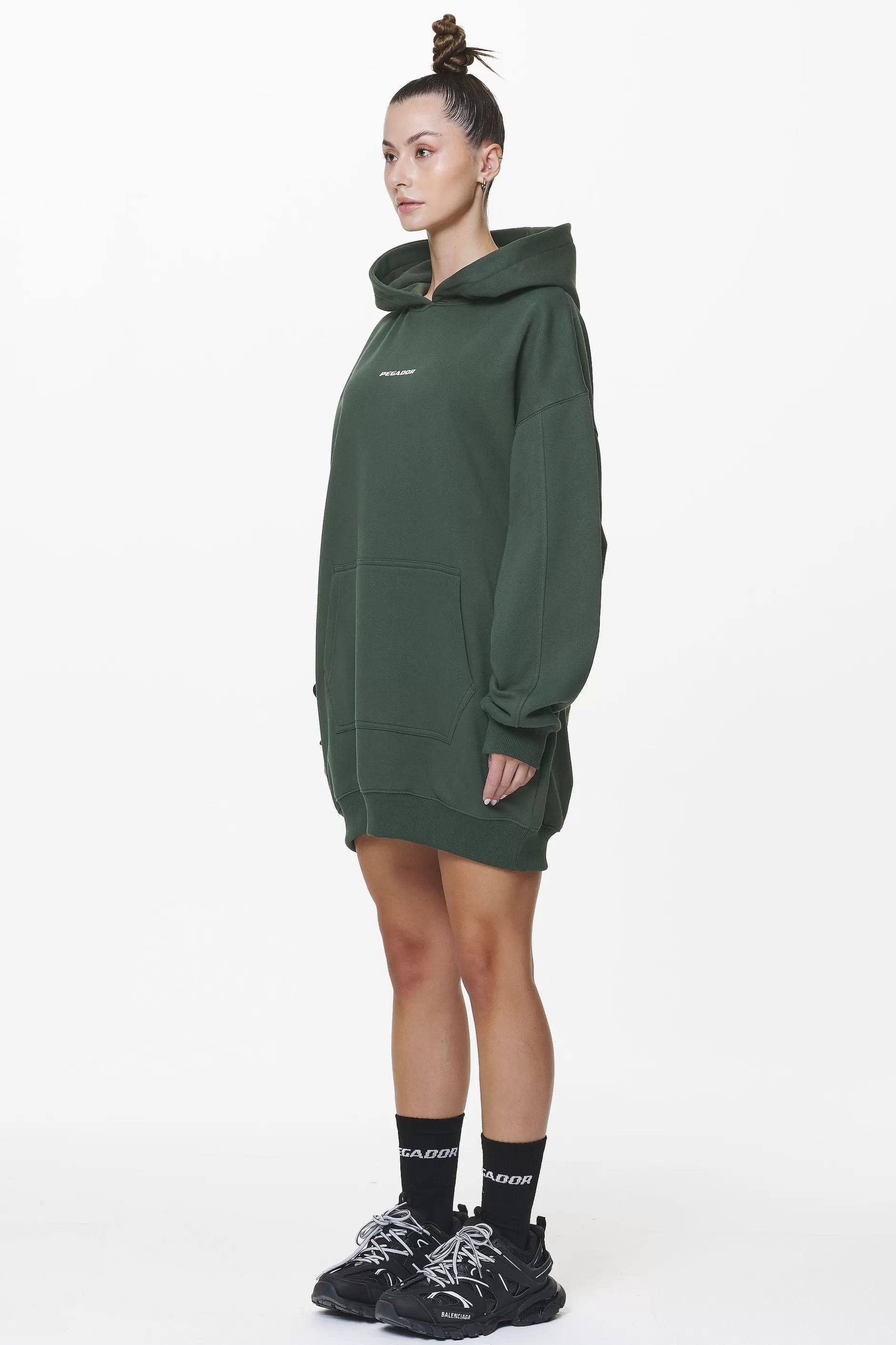 Malm Logo Oversized Hoodie Dress Washed Sage Green-Pegador Sale