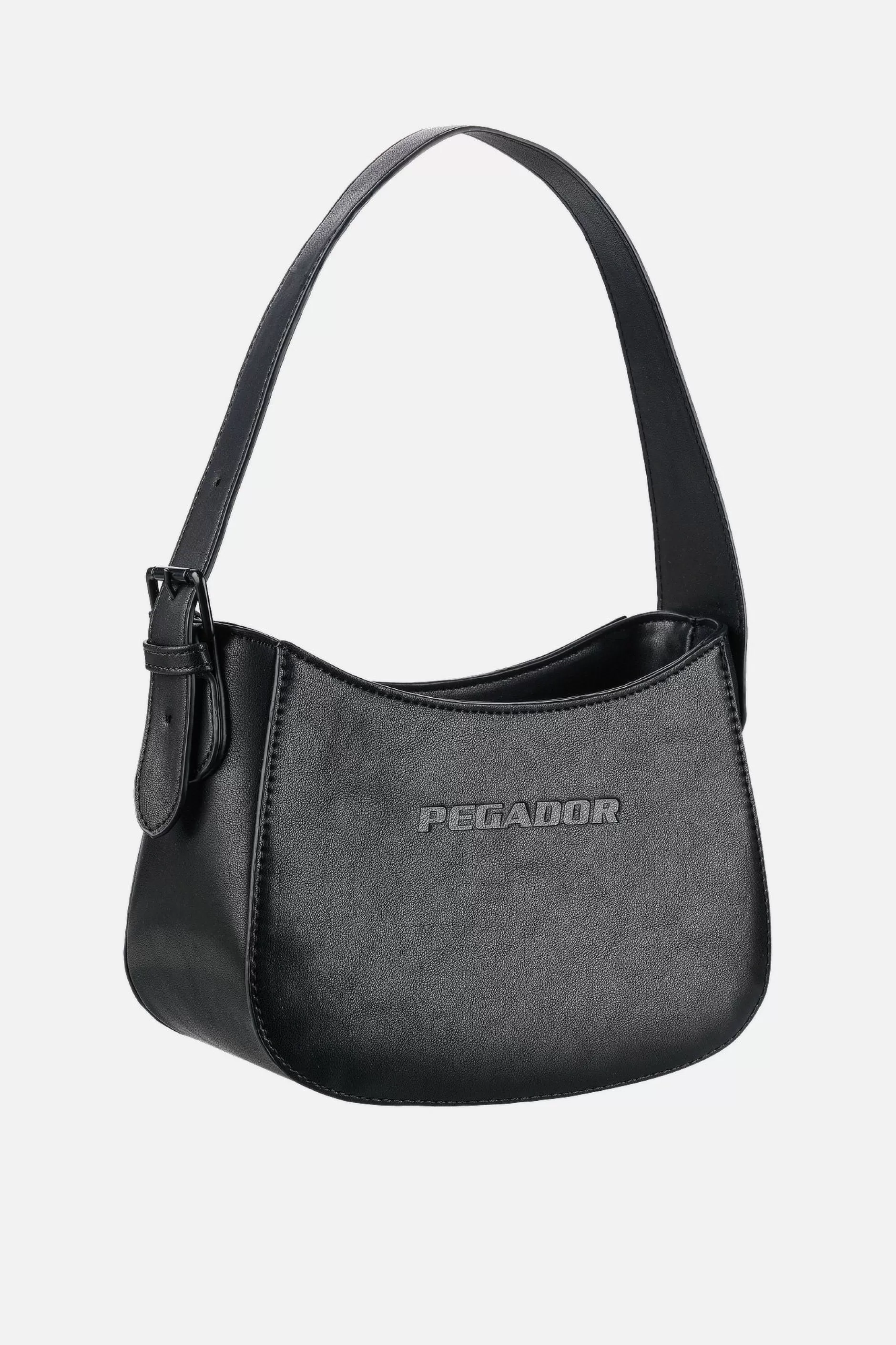 Mona Logo Faux Leather Handbag Black-Pegador Store