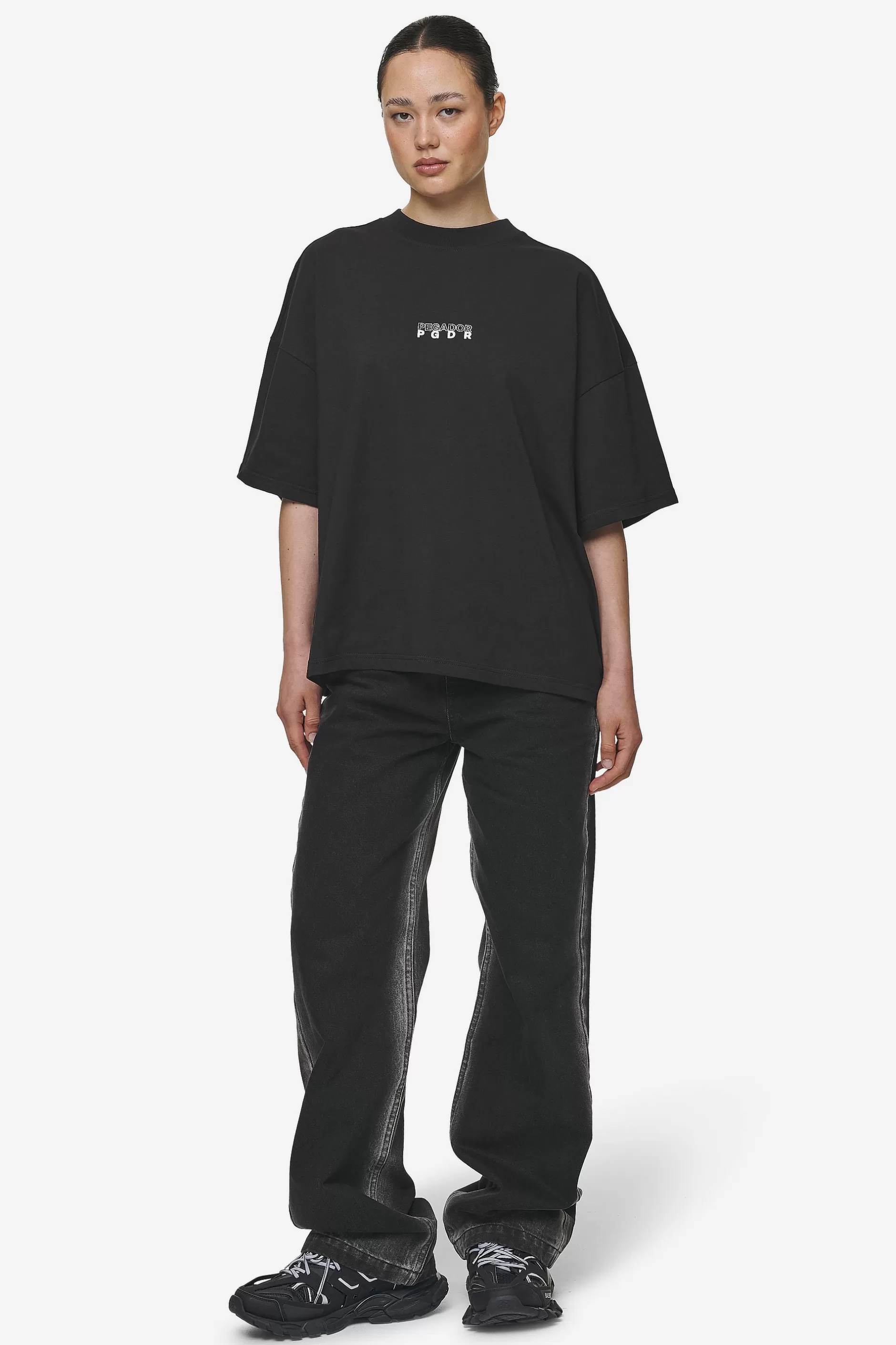 Nisa Heavy Oversized Tee Washed Black-Pegador Shop