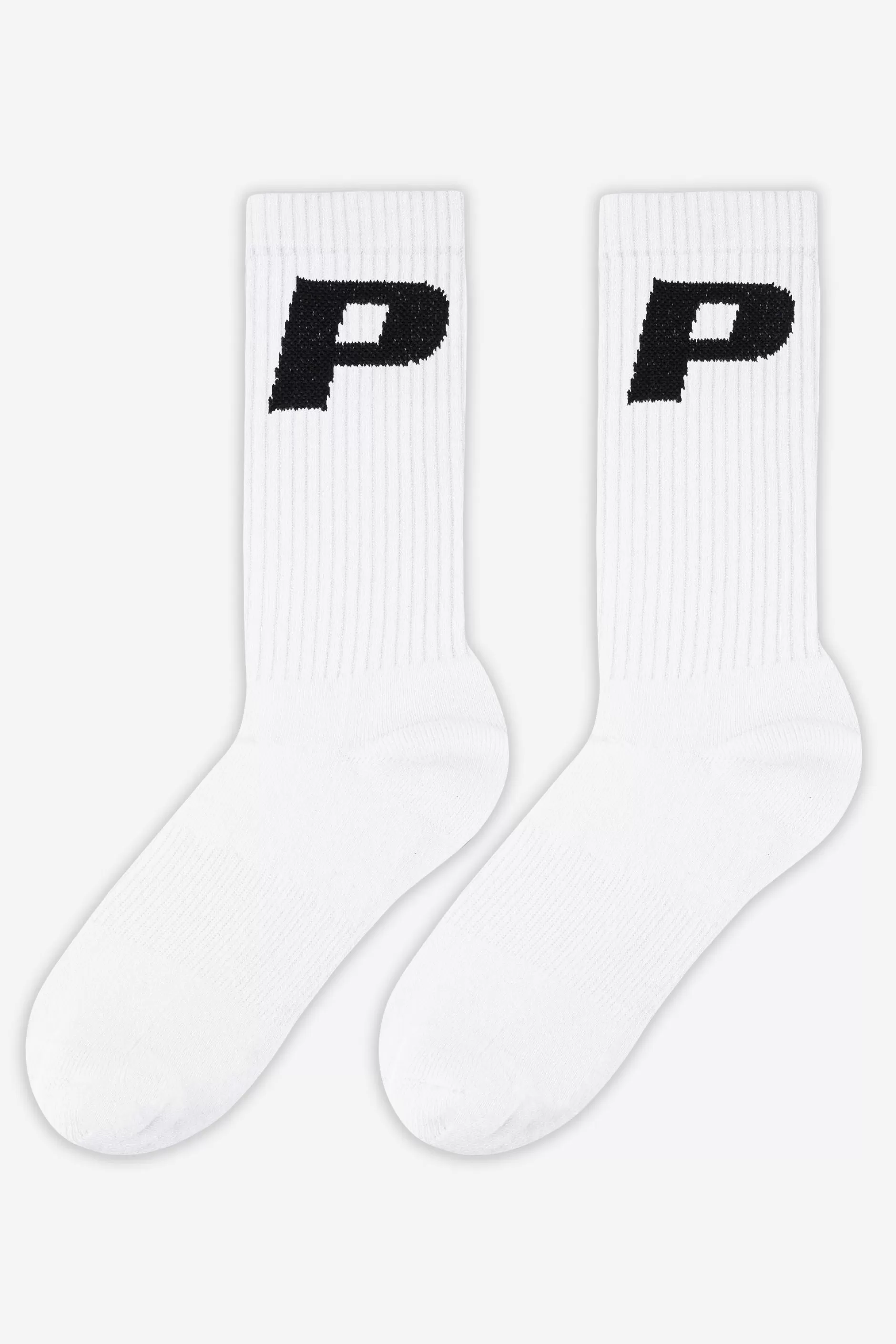 P Logo Socks White Black-Pegador Best