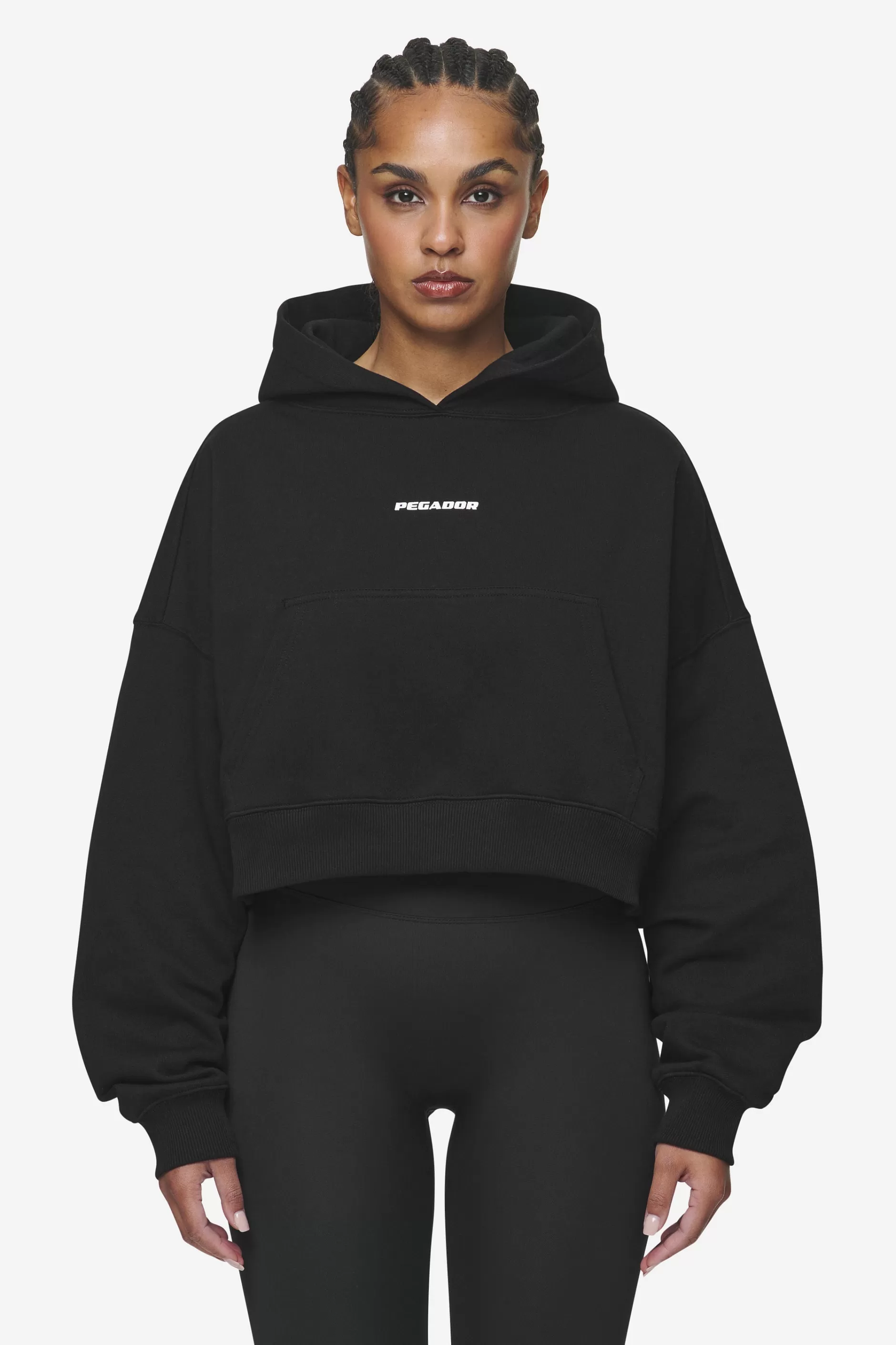 Salita Oversized Cropped Hoodie Black White Gum-Pegador Fashion