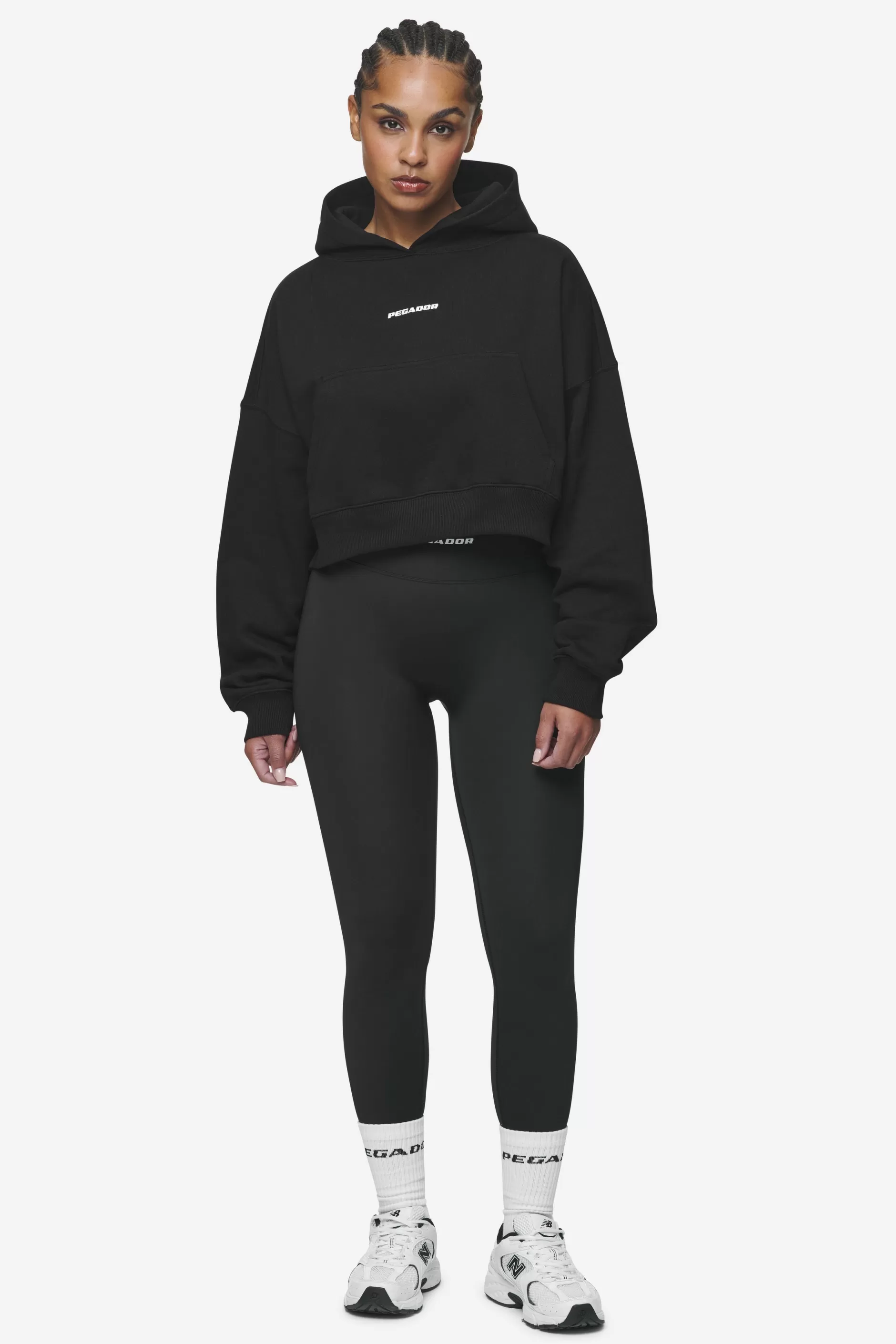 Salita Oversized Cropped Hoodie Black White Gum-Pegador Fashion