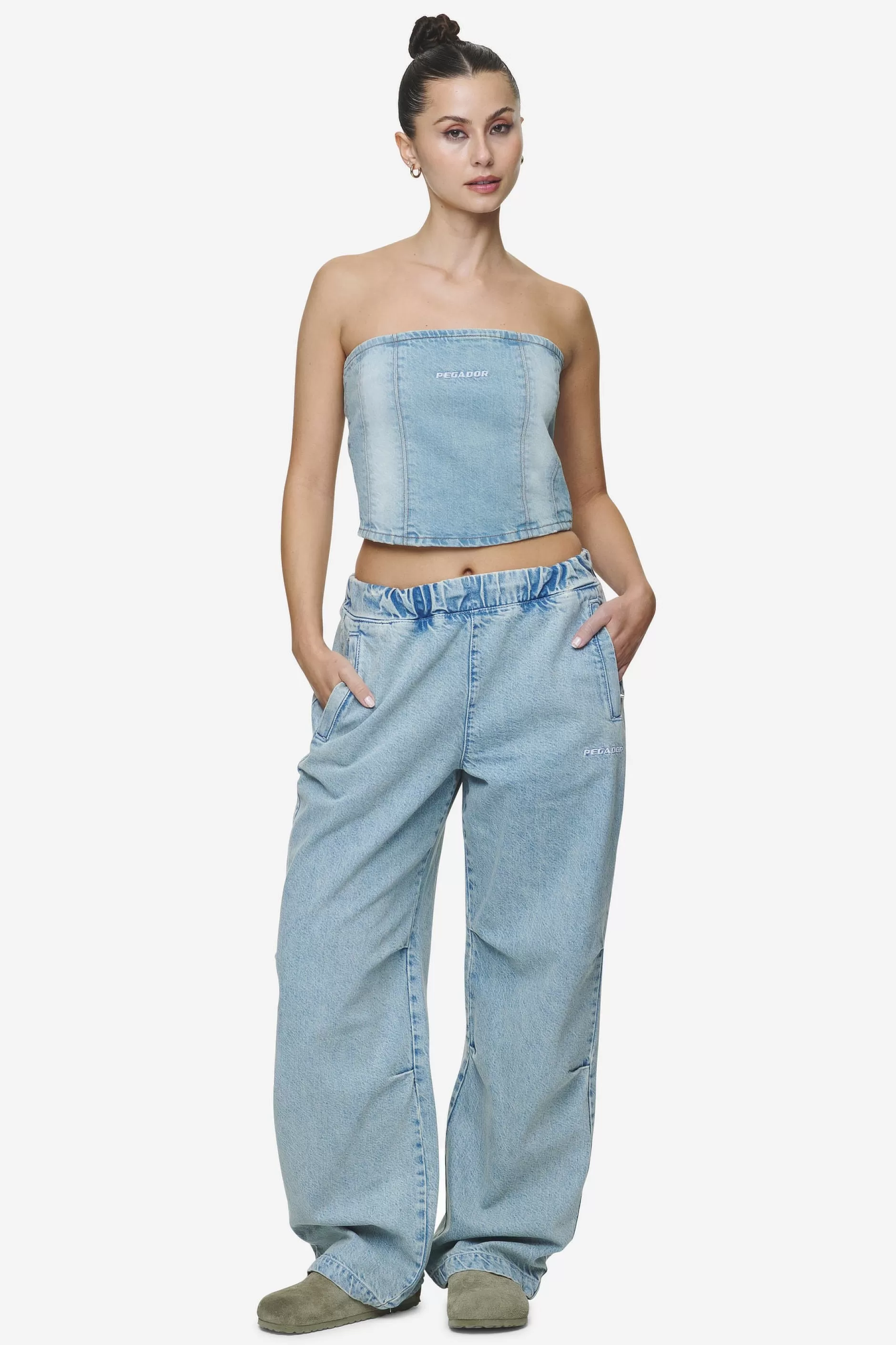 Soria Loose Fit Jeans Washed Pale Blue-Pegador Fashion