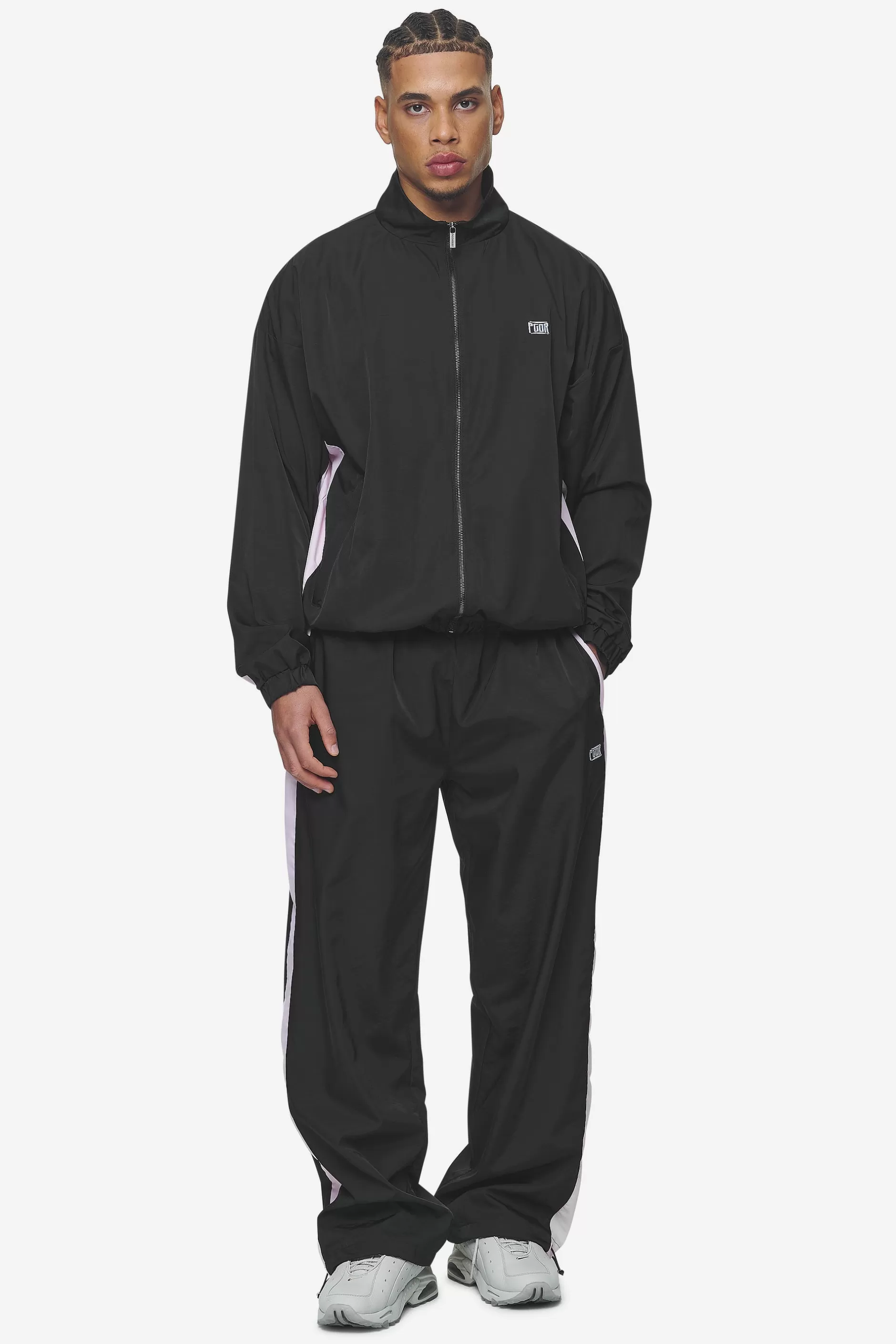 Stow Wide Track Pants Black Bubblegum-Pegador Best Sale