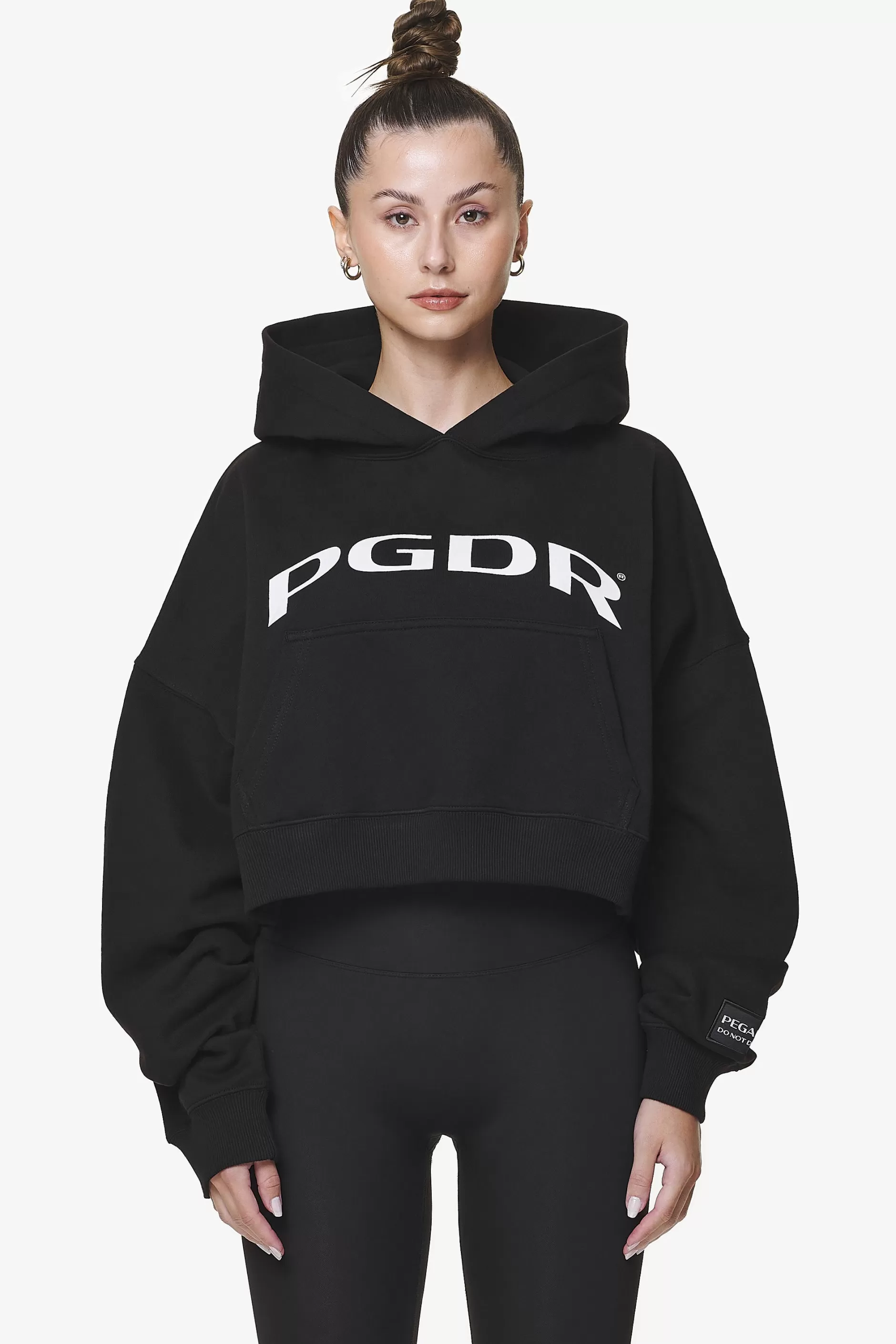 Troms Oversized Cropped Hoodie Black-Pegador Cheap