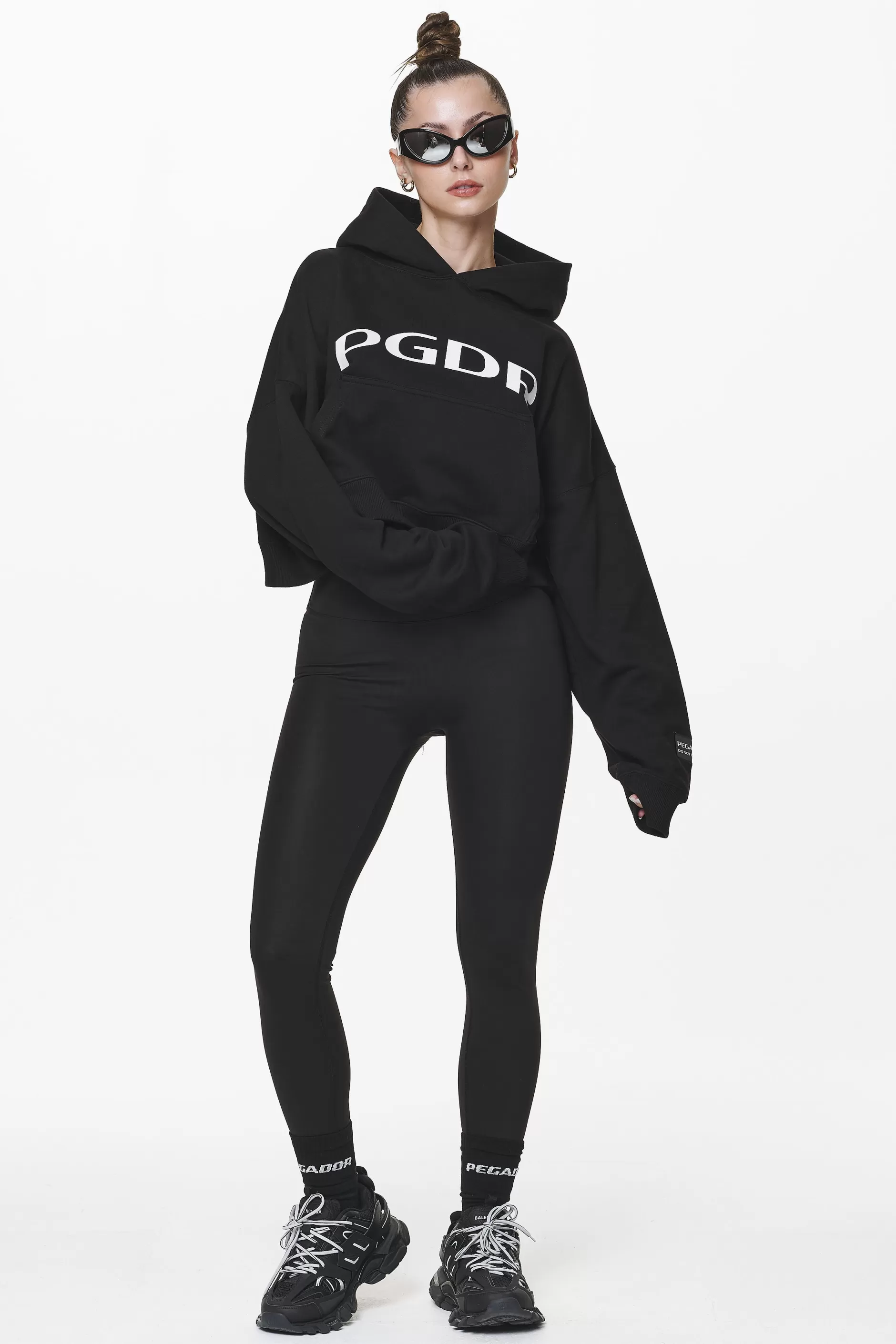 Troms Oversized Cropped Hoodie Black-Pegador Cheap