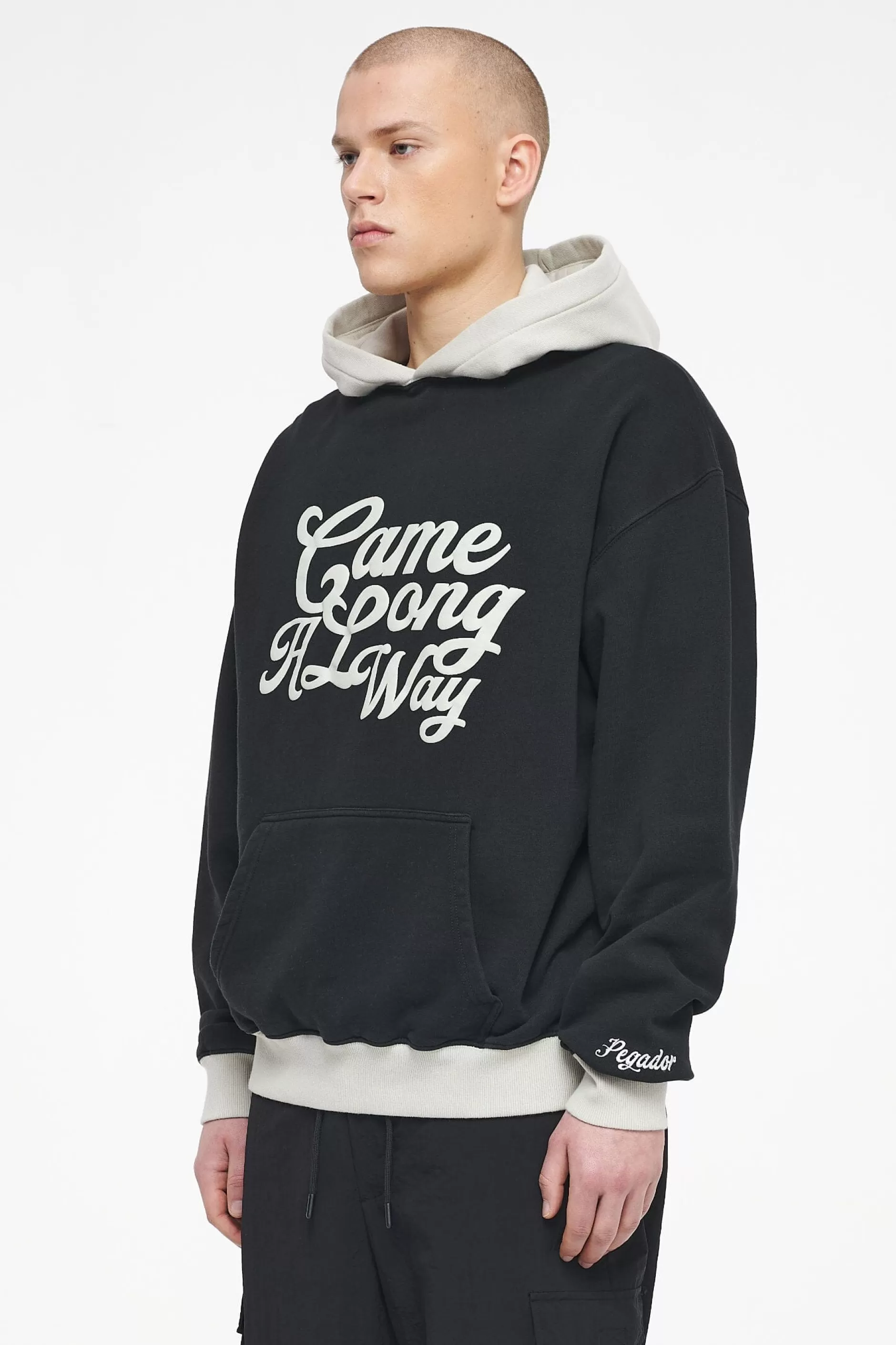 Trounce Oversized Hoodie Vintage Washed Black Ink Angels Cream-Pegador Best Sale