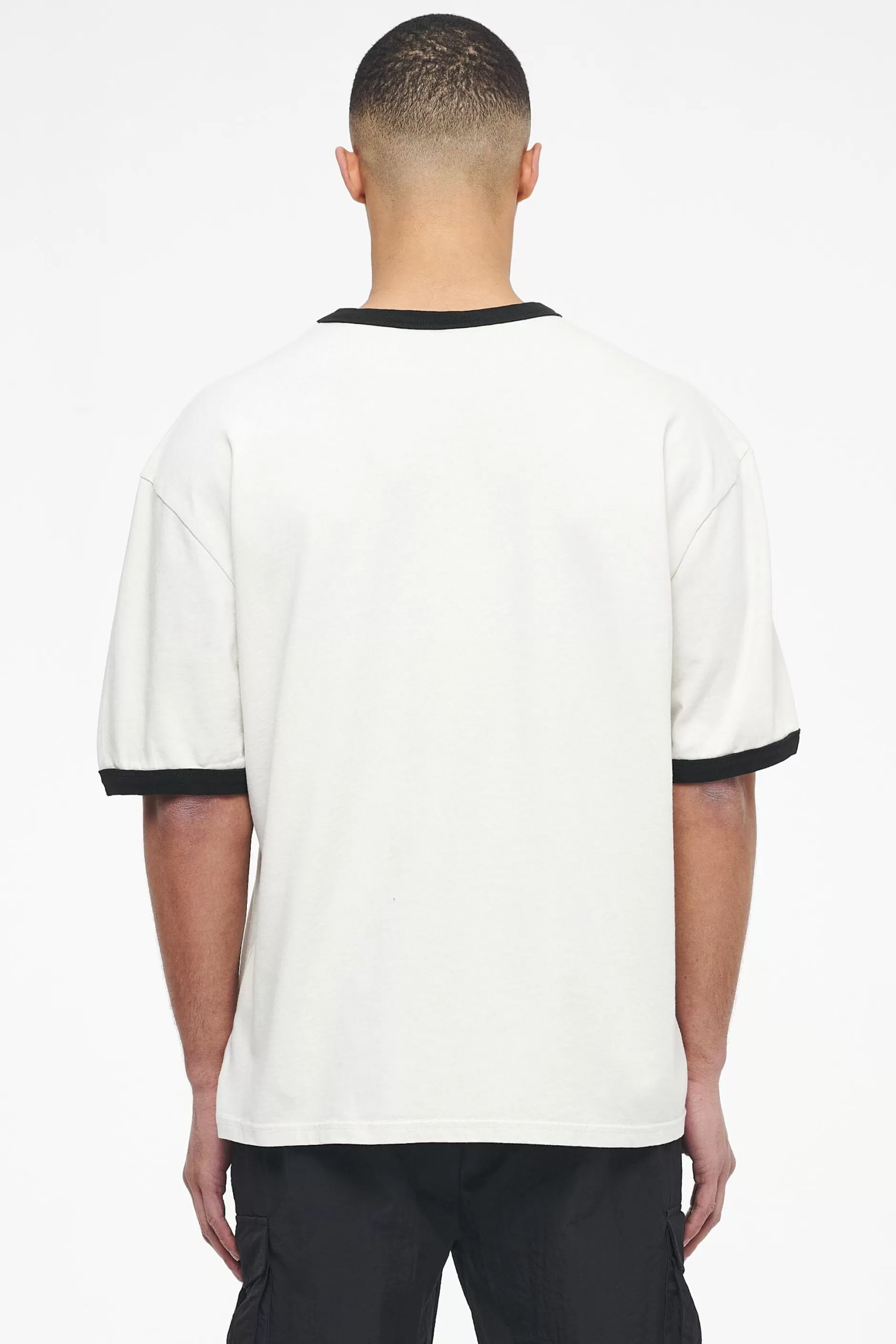 Trounce Oversized Ringer Tee Vintage Washed Angels Cream Black Ink-Pegador Online