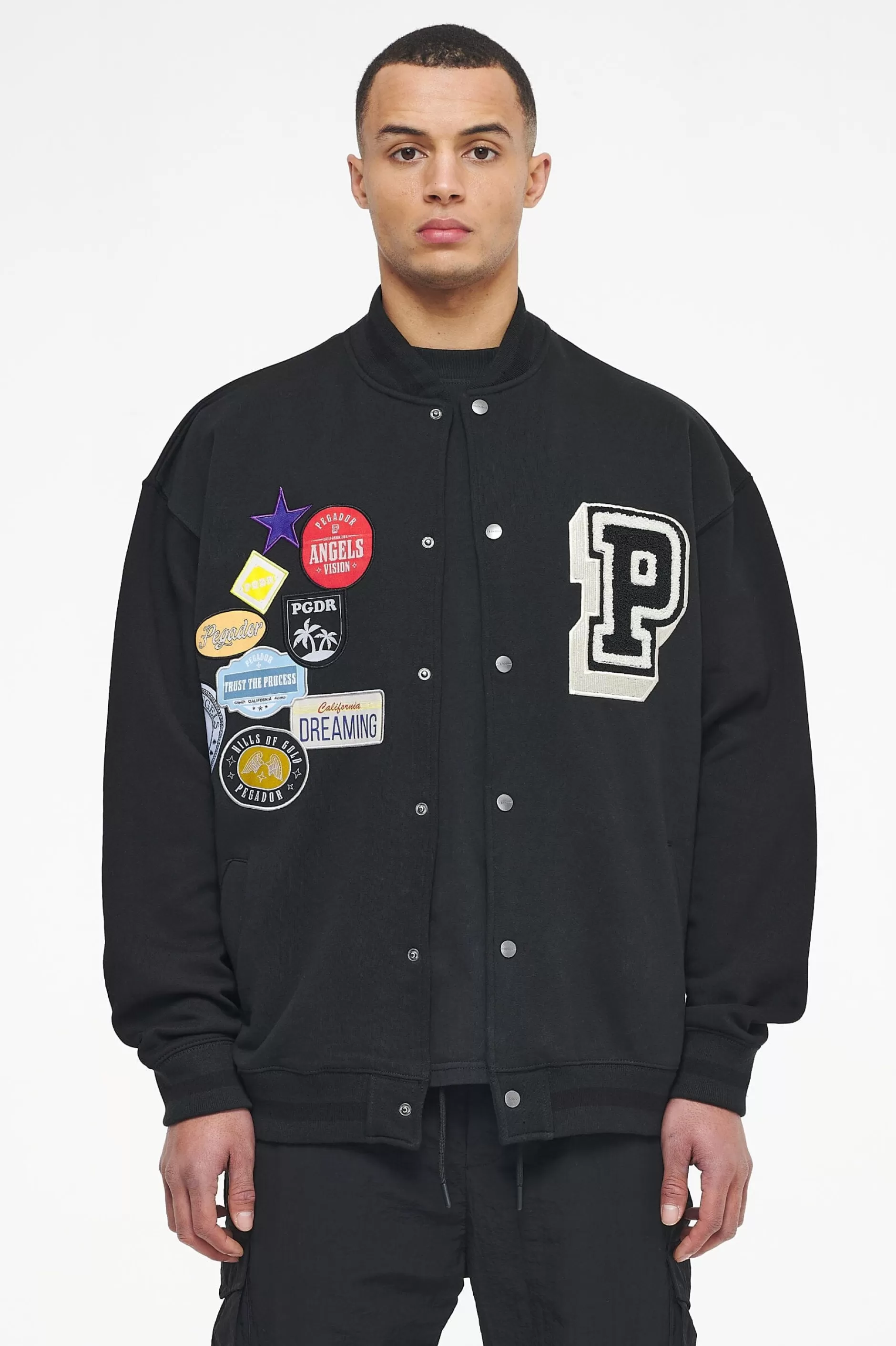 Whitney Varsity Jacket Washed Black Ink Black-Pegador Best