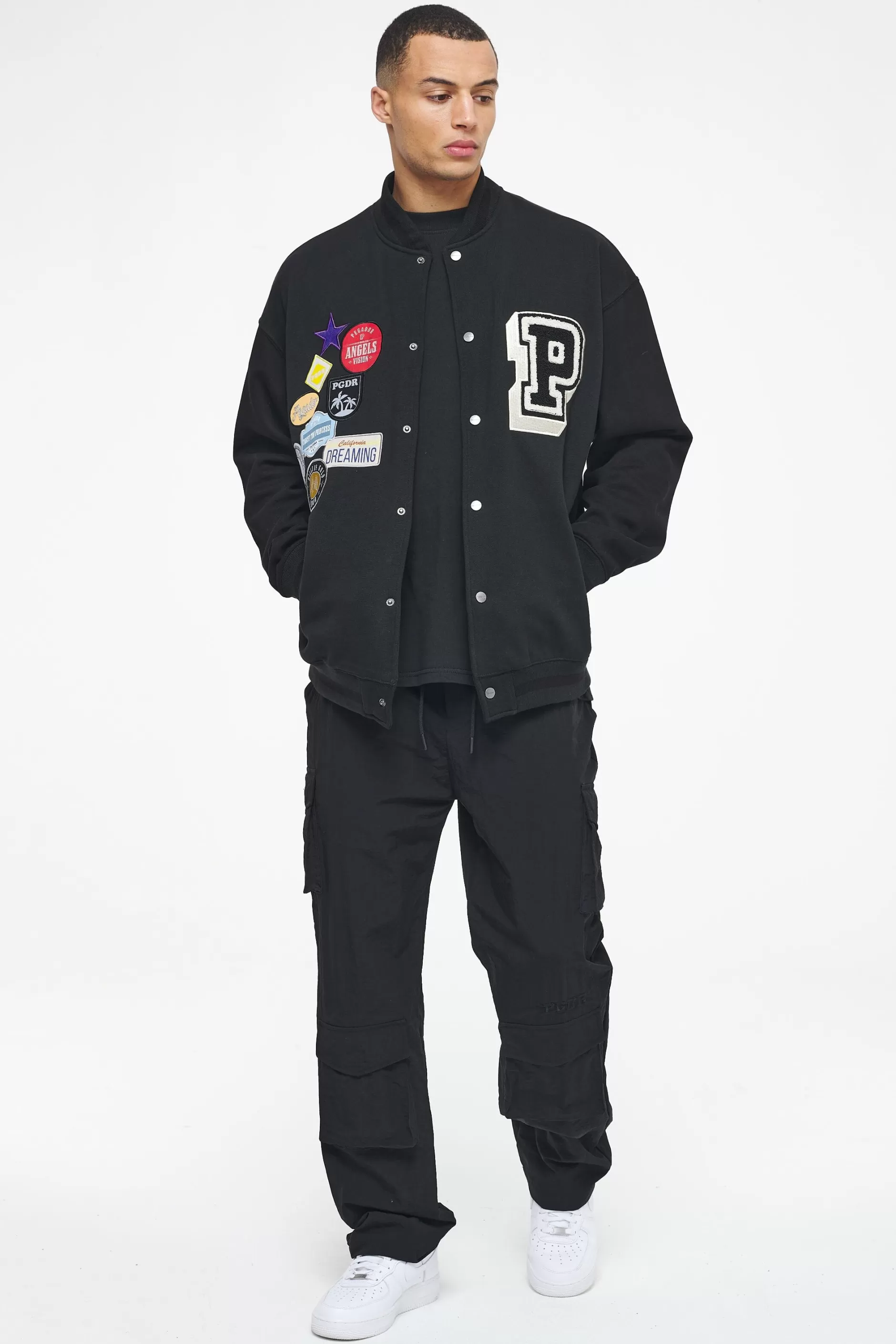 Whitney Varsity Jacket Washed Black Ink Black-Pegador Best