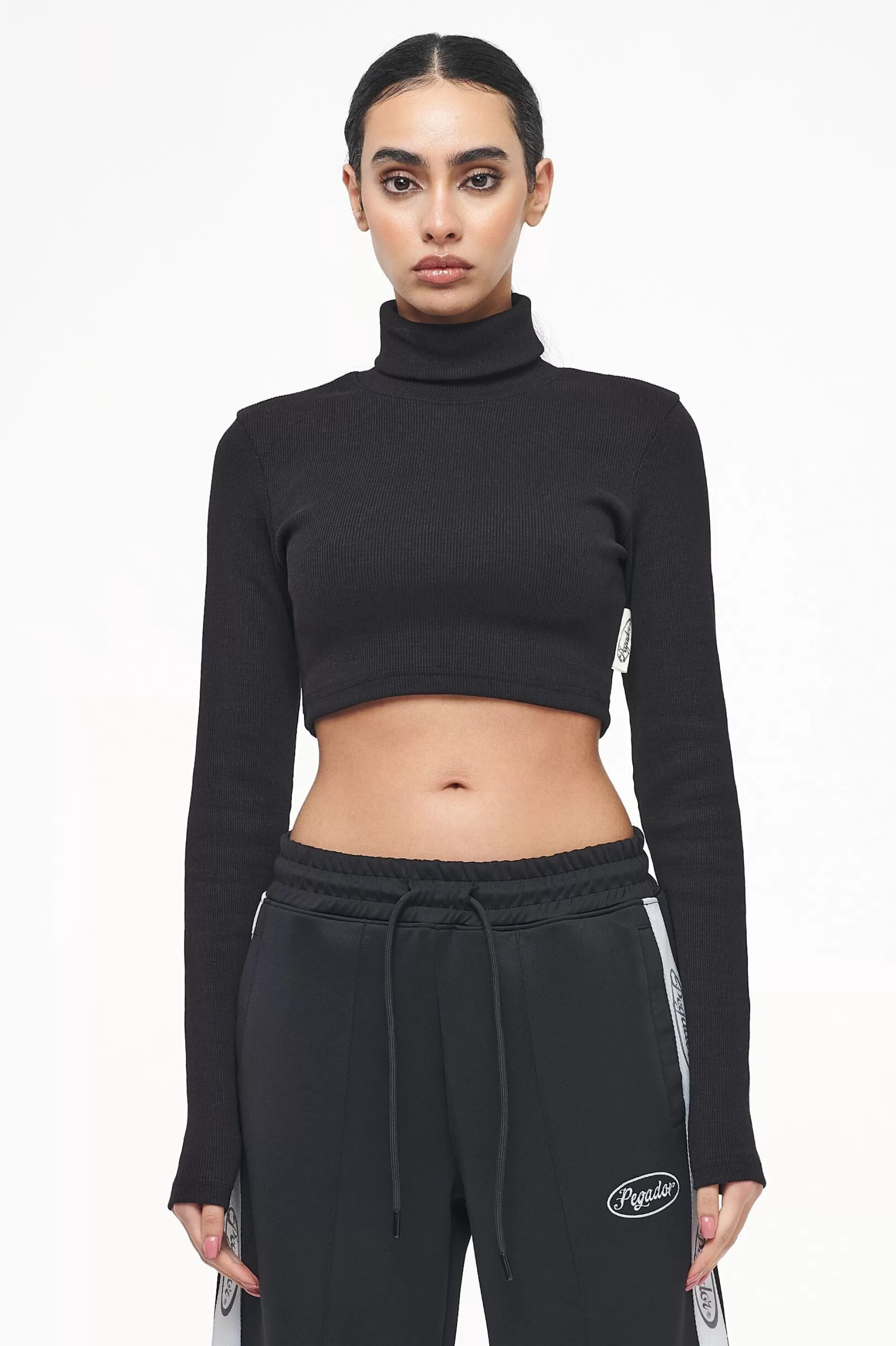 Zito Rib Cropped Turtleneck Longsleeve Black-Pegador Outlet